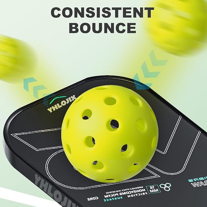 4 Pack Outdoor Pickleball Balls with Mesh Bag, Premium Pickle Balls with High Visibility, Consistent Flight & Reliable Bounce, 40 Holes Outdoor Pickleballs for Every Skill Level