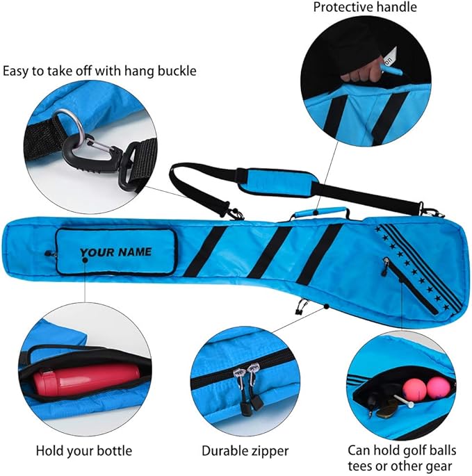 Big Teeth Golf Sunday Bag, Small Golf Bag Lightweight, Par 3 Golf Bag for A Few Clubs Driving Range, Practice with Carry Shoulder Strap Foldable Multi-Colour
