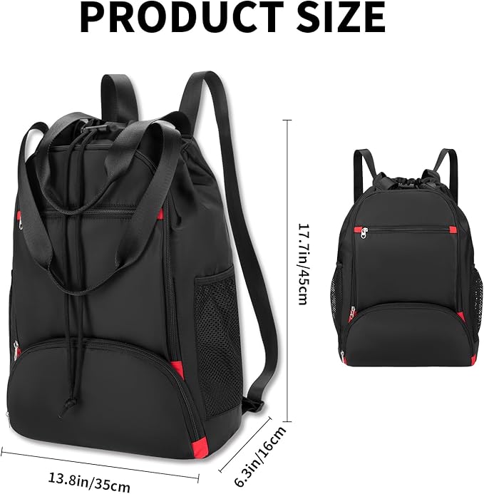 seyfocnia Drawstring Backpack,Gym Bags with Shoes Compartment Sports Gym Backpack Drawstring Bag Cinch Bag Swim Soccer Beach for Woman Men-Black