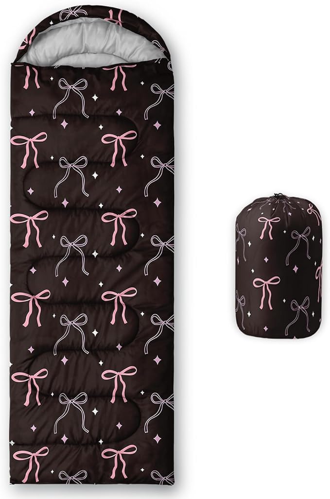 QOOMO Camping Sleeping Bags,3 Season Warm & Cool Weather,Lightweight,Waterproof Sleeping Bags for Adults & Kids,Traveling,and Outdoors,Camping Gear Equipment