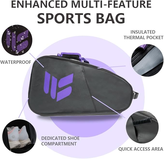 Tennis Racket Bag Pickleball & Badminton Bags, Durable Pu Leather, Waterproof Large Capacity With Shoe Compartment For Women Men