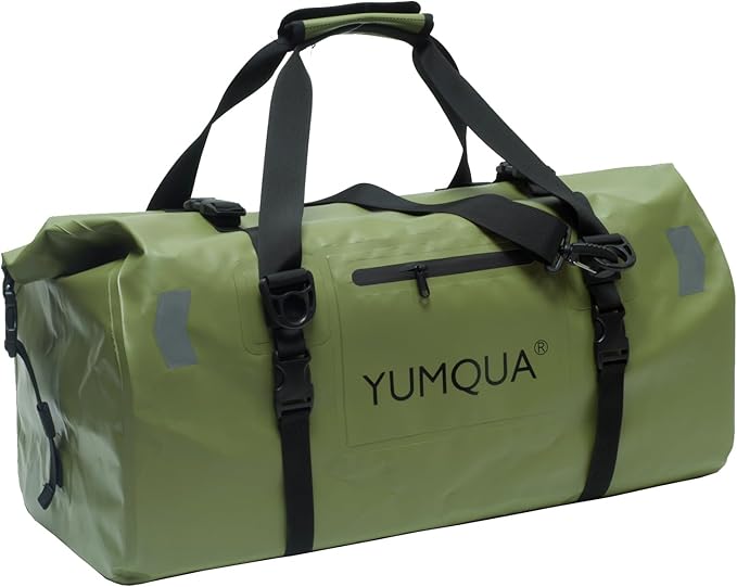 YUMQUA Waterproof Duffel Bag, Motorcycle Duffle Bag, Heavy Duty Roll Top Large Dry Bags Waterproof with Durable Straps & Handle for Travel Outdoor Boating Rafting Kayaking Camping Paddle boarding