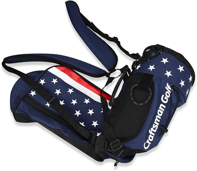 Craftsman Golf Star and Stripes Red White Blue Lightweight Easy Carry Shoulder Sunday Range Golf Bag