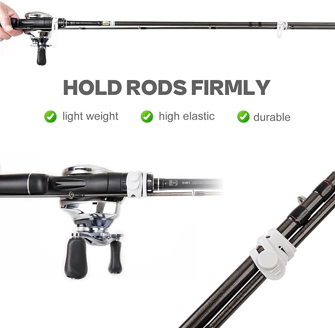 Silicone Fishing Rod Ties Belt Straps (30/50 Pack) – Lightweight, Durable, Reusable Rubber Bands Belts for Pole Storage