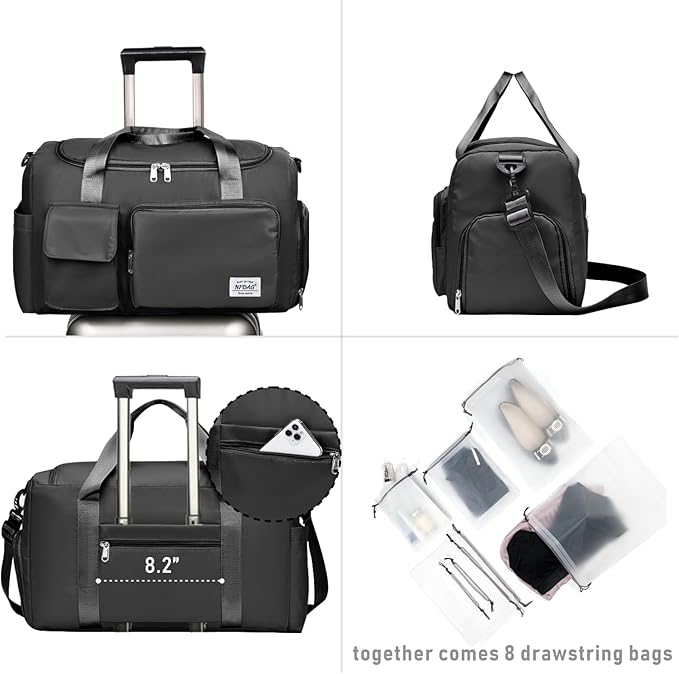 NPBAG Women Travel Duffel, Multi Functional Large Expandable Weekender Carry-on Tote, Gym Workout Overnight Bag, Mommy Hospital Bag for Labor and Delivery