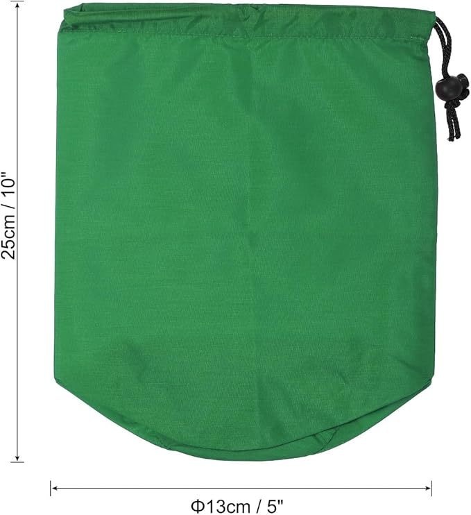 PATIKIL Stuff Sack, 5 x 10 Inch Waterproof Outdoor Storage Sack Portable Drawstring Dust Flap Bag for Camping, Green