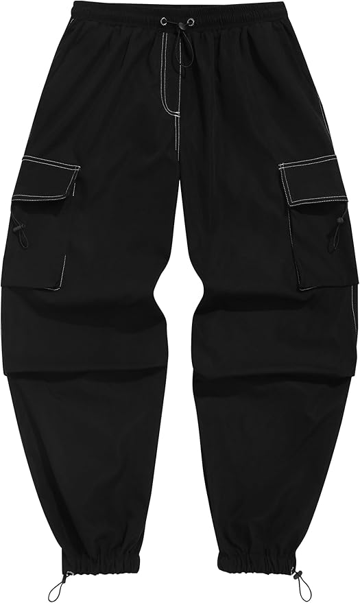 ZAFUL Men's Parachute Pants Casual Baggy Cargo Drawstring Trouser