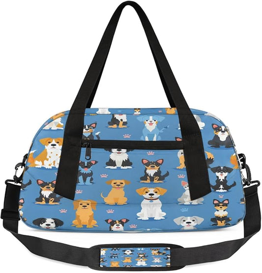 Animal Paw Print Gym Bag for Women & Men - Small Travel Duffel for Sports, Overnight, Weekender, Workout & Dance Bag