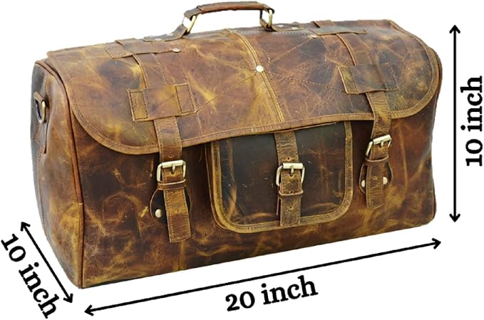 Urban Dezire Leather Duffel Travel Gym Overnight Weekend Leather Bag Sports Cabin