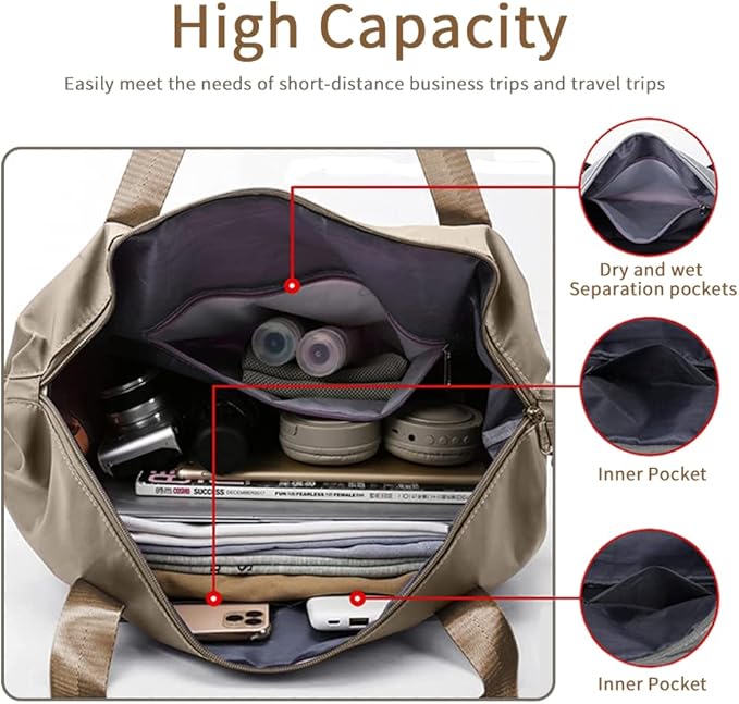 Large Capacity Foldable Travel Bag Expandable Portable Carry on Bag Dry&Wet Separation Sports Duffel Bags