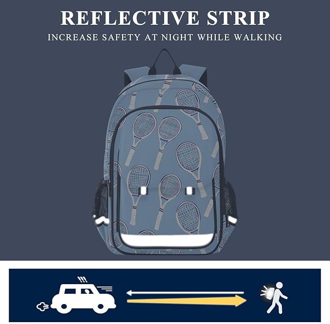 ALAZA Tennis Racket Blue Laptop Backpack Purse for Women Men School Bag 17 Inch Bookbag Student Boys Girls Travel Casual Daypack