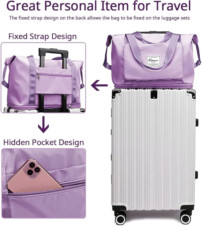 Large Capacity Foldable Travel Bag Expandable Portable Carry on Bag Dry&Wet Separation Sports Duffel Bags