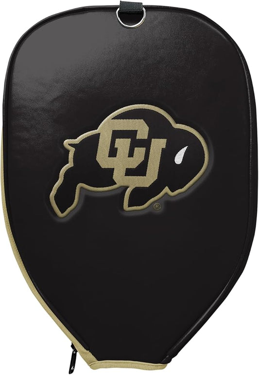 Officially Licensed Collegiate Pickleball Paddle Cover - Lightweight PU Leather Material - Durable Foam Interior Protection with Zippered Closure - Fits Most Paddles on the Market