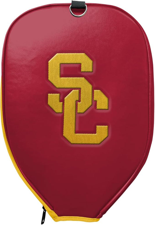 Officially Licensed Collegiate Pickleball Paddle Cover - Lightweight PU Leather Material - Durable Foam Interior Protection with Zippered Closure - Fits Most Paddles on the Market