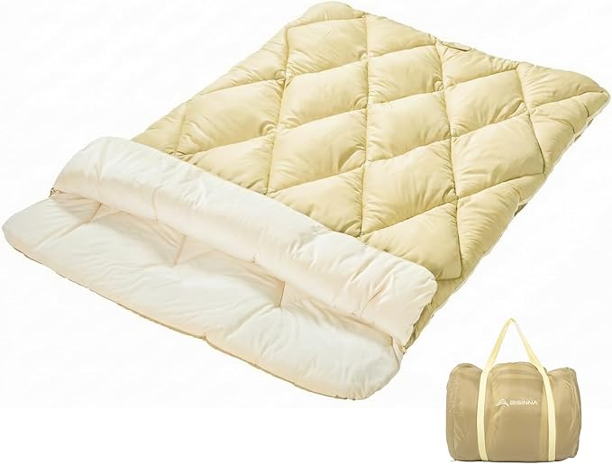 BISINNA Double Sleepinag Bag Flannel for Adults Two Person Camping Sleeping Bag Queen Size for All Season Backpacking Hiking Cold Weather with Compression Sack