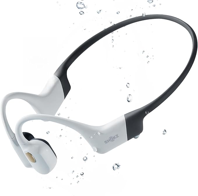 SHOKZ OpenSwim Pro - Open-Ear Bluetooth & MP3 Bone Conduction Sport Headphones, Swimming Headphones, IP68 Waterproof, White