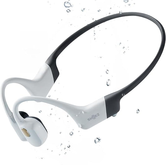 SHOKZ OpenSwim Pro - Open-Ear Bluetooth & MP3 Bone Conduction Sport Headphones, Swimming Headphones, IP68 Waterproof, White