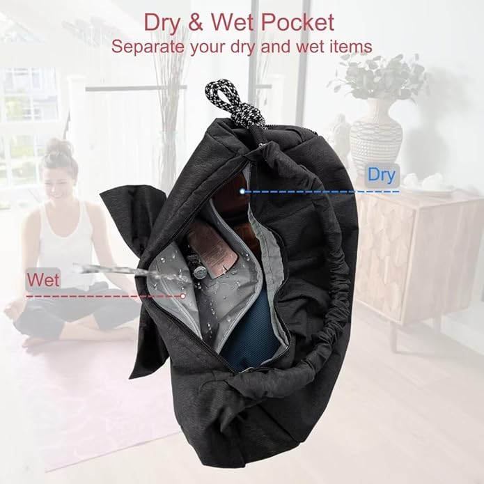 WOLT Gym Bag For Women, Yoga Mat Bag with Shoes Compartment, Wet Pocket and Water Bottle Pocket