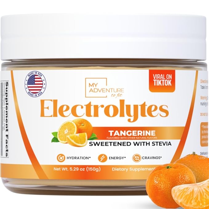 Zero Sugar - Tangerine Electrolytes Powder - Refreshing Hydration - Caffeine Free Energy with All Natural Ingredients - Vegan, Keto & Paleo - Sugar Free Electrolytes Hydration Drink Mix - 30 Servings