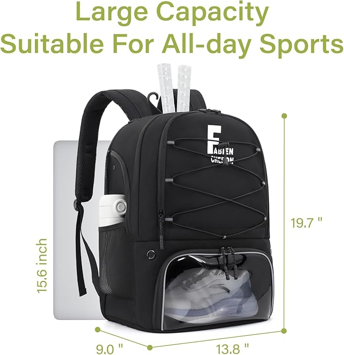Tennis Bag,Pickleball Bag with Shoe Compartment and Cooler,Fence Hook Design Basketball Backpack for Tennis/Pickleball/Basketball Sport