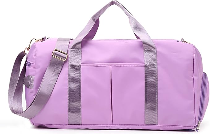 ZUEVI Sports Gym Duffel Bag for Men or Women Waterproof Weekender Travel Bag with Shoes Compartment Dry and Wet Separation for Training Swim Yoga(Purple)