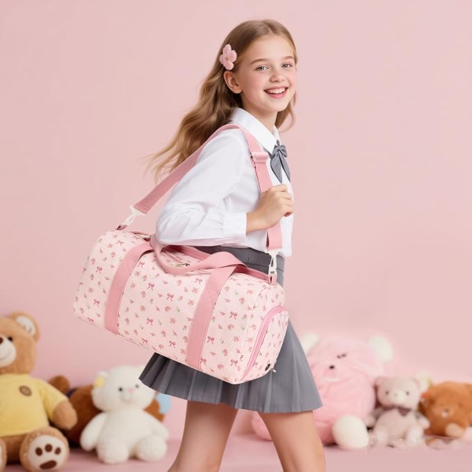 BTOOP Duffle Bag for Gym Sports Women Girls Workout Travel Bag Weekender with Shoe Compartment and Wet Pocket