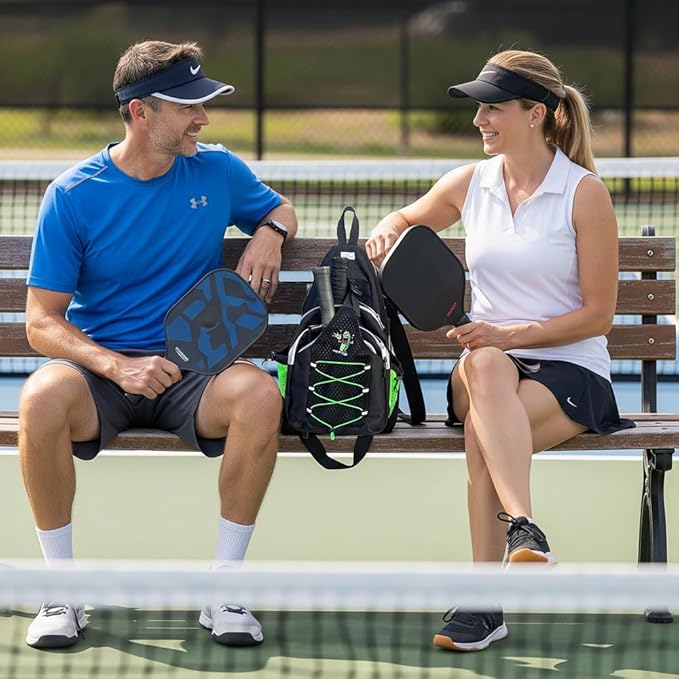 Pickleball Sling Bag - Premium Crossbody with Fence Hook, Water Bottle Pockets, Adjustable Strap & Embroidered Mr. Dill - Fits 2+ Paddles