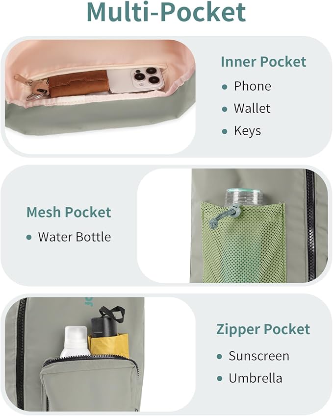 WANDF Drawstring Backpack Sports Gym Bag with Shoes Compartment, Water-Resistant String Beach Sackpack Swim Bag for Women and Men (Dark Green)