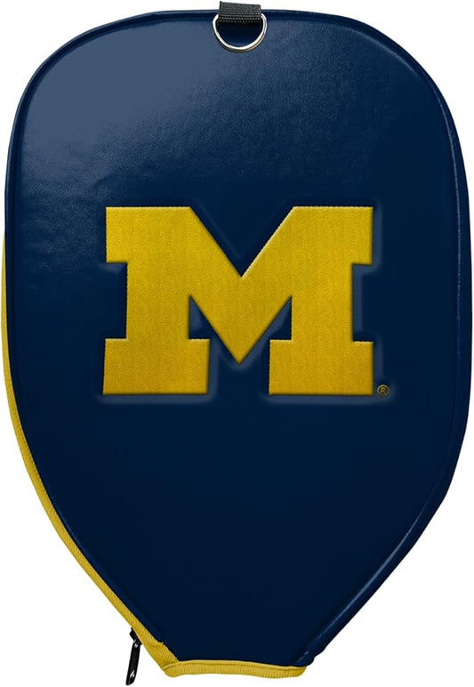 Officially Licensed Collegiate Pickleball Paddle Cover - Lightweight PU Leather Material - Durable Foam Interior Protection with Zippered Closure - Fits Most Paddles on the Market