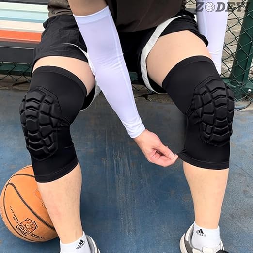 ZODEYI Wrestling Knee Pads Short Knee Sleeve, 2 Pcs Knee Compression Sleeve for Football, Basketball, Volleyball(Black_XXL_2 Pcs)