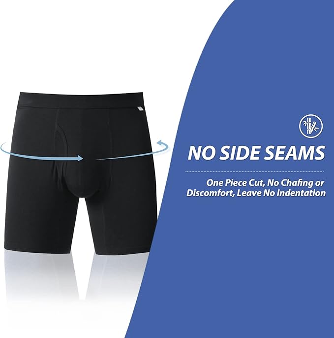 BAMBOO COOL Men's Ultra ComfortSoft Underwear, Moisture Wicking & Breathable No Ride Up Boxer Briefs with Fly, Multipack