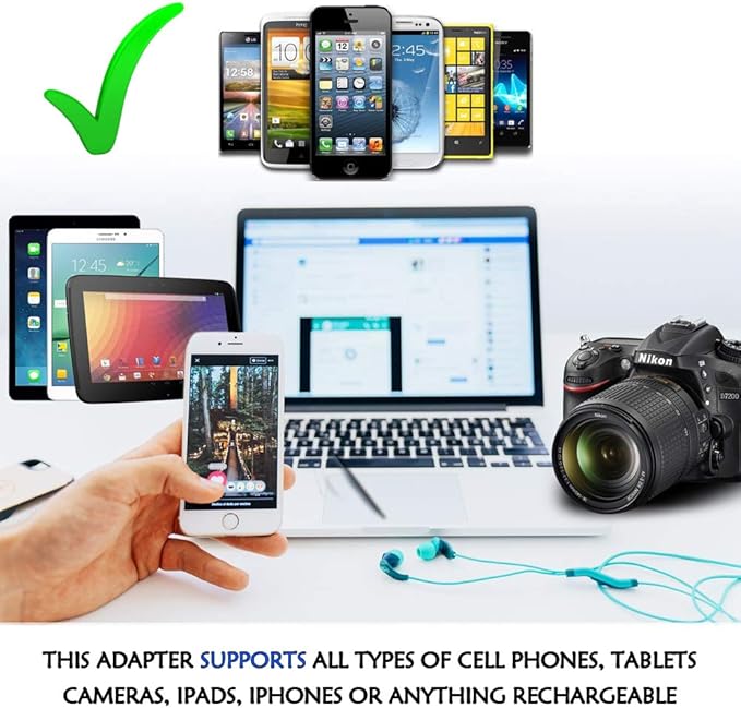 Ceptics Italy Travel Plug Adapter, Chile Plug Adapter with Dual USA Input, Compact Type L Plug Adapter, Safe Grounded Plug, Perfect for Cell Phones, Laptops, Chargers, 3 Pack - CT-12A