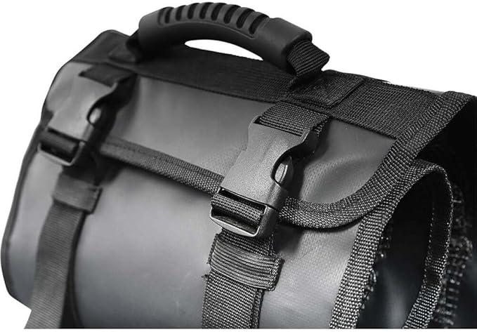 Lure Roll Up Fishing Jig Pouch Tackle bags | Heavy Duty Compact Waterproof Tarpaulin Fish Lure Pouch | 10 Clean Window Pockets for Fishing Lures Jigs Tools Storage