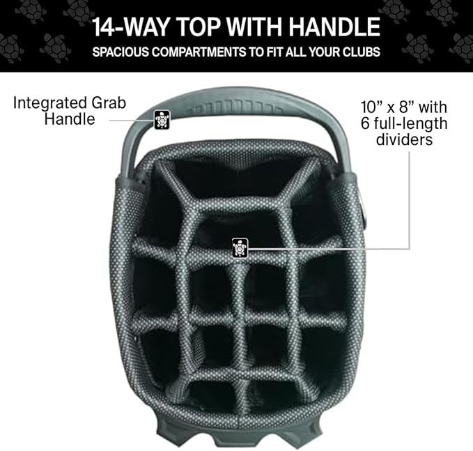 KRADUL - LUX 9.5" 14-Way Hybrid Stand Bag – Lightweight Golf Bag with Stand, Leather Finish, Club Organizer & Removable Panel