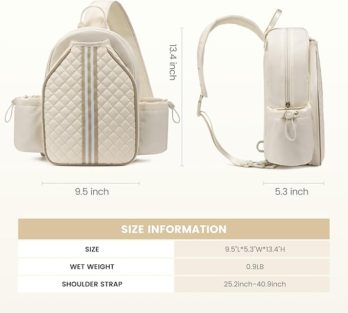 Sucipi Pickleball Bags for Women Lightweight Crossbody and Stylish Quilted Pickleball Paddle Sling Bag Backpack