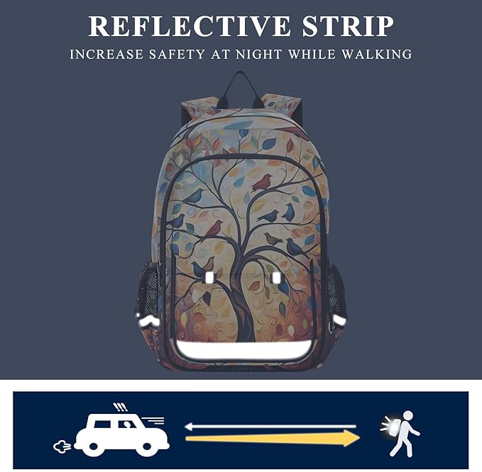 ALAZA Tree of Life Rainbow Birds Laptop Backpack Purse for Women Men School Bag 17 Inch Bookbag Student Boys Girls Travel Casual Daypack