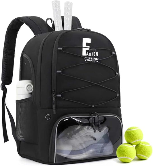Tennis Bag,Pickleball Bag with Shoe Compartment and Cooler,Fence Hook Design Basketball Backpack for Tennis/Pickleball/Basketball Sport
