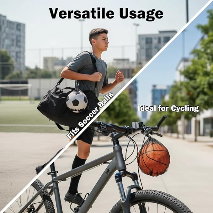 2 Pack Single Ball Bag for Basketball Football Soccer, 12x10 Inch Sports Ball Storage Bag with Ventilated Mesh & Waterproof Zipper Pocket, Adjustable Drawstring Sling for Easy Carry to Practice