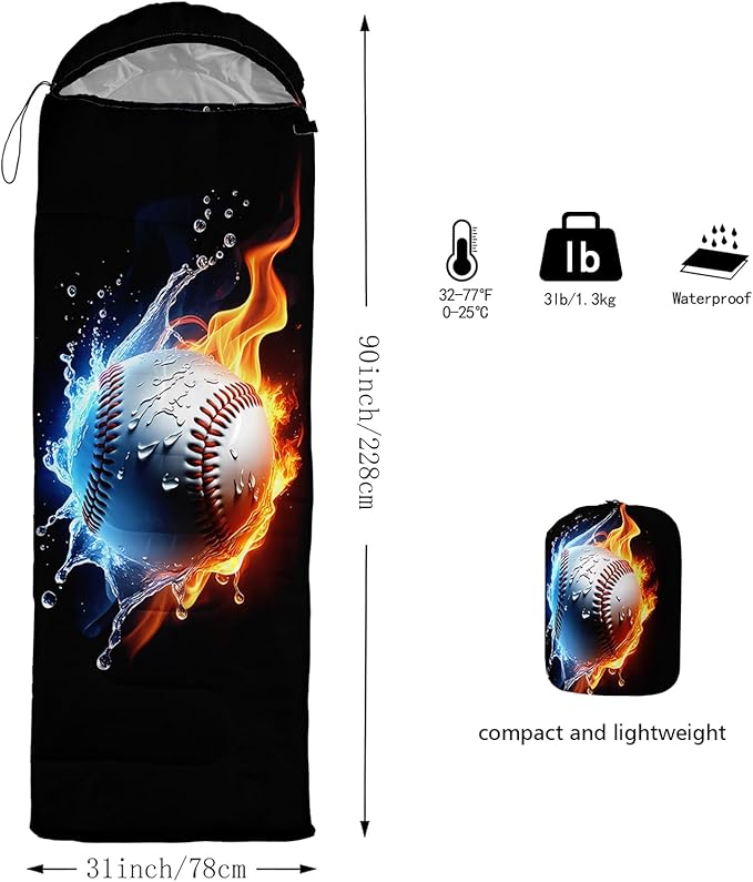 QOOMO Camping Sleeping Bags,3 Season Warm & Cool Weather,Lightweight,Waterproof Sleeping Bags for Adults & Kids,Traveling,and Outdoors,Camping Gear Equipment