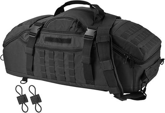 55L Large Travel Gym Duffle Bag Military Tactical Backpack, Army Pack 3 Day Bug Out Bag Rucksack for Outdoor Sport Hiking Camping with Molle System, Black