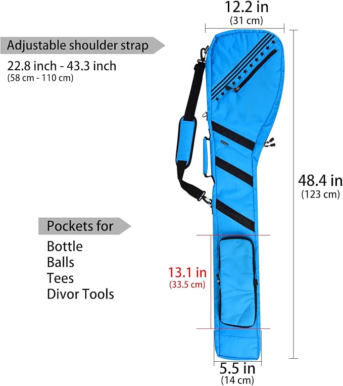 Big Teeth Golf Sunday Bag, Small Golf Bag Lightweight, Par 3 Golf Bag for A Few Clubs Driving Range, Practice with Carry Shoulder Strap Foldable Multi-Colour