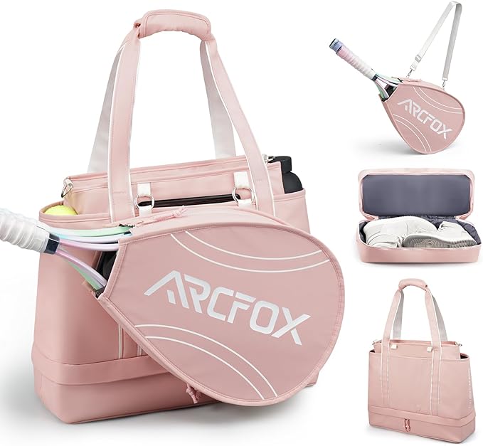 ARCFOX Tennis Racket Bag 2-in-1 Large Capacity Tennis Racket Backpack for Women and Men, Water-Resistant Lightweight Tennis Crossbody Bag for Pickleball Paddles, Badminton Squash Racquet