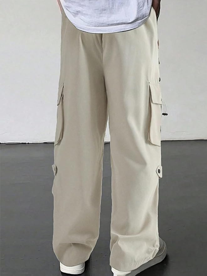 ZAFUL Men's Parachute Pants Casual Baggy Cargo Drawstring Trouser