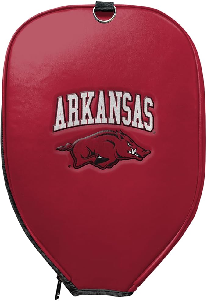 Officially Licensed Collegiate Pickleball Paddle Cover - Lightweight PU Leather Material - Durable Foam Interior Protection with Zippered Closure - Fits Most Paddles on the Market