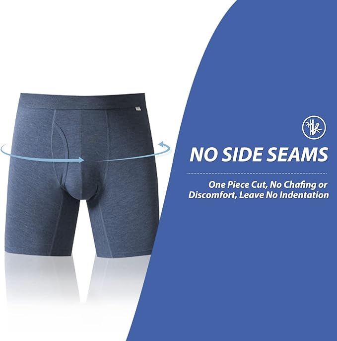BAMBOO COOL Men's Ultra ComfortSoft Underwear, Moisture Wicking & Breathable No Ride Up Boxer Briefs with Fly, Multipack