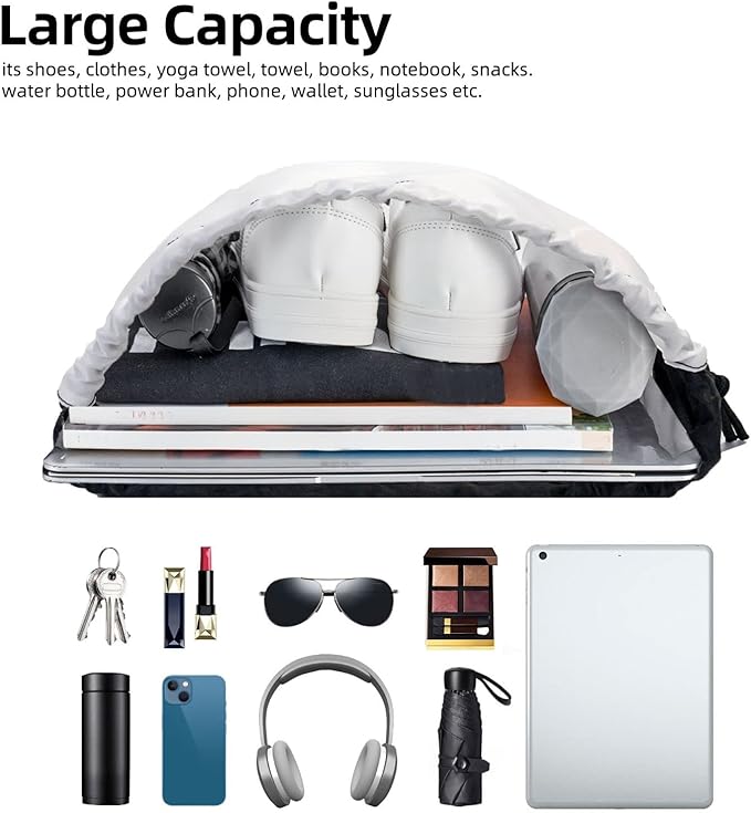 Blue Marble Pattern Drawstring Backpack Bag - Sports Gym Sack For Women Men