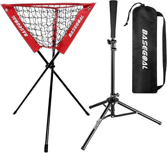 BaseGoal Baseball Caddy,Ball Caddy,Baseball Basket with Batting Tee for Baseball Softball Batting Pitching Practice Training,Portable and Foldable