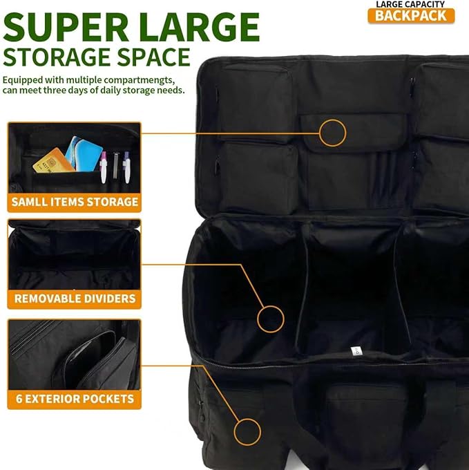 3 In 1 Military Duffel Bag 50L Gym Bag for Men Convertible Weekender Backpack for Sports Travel Basketball