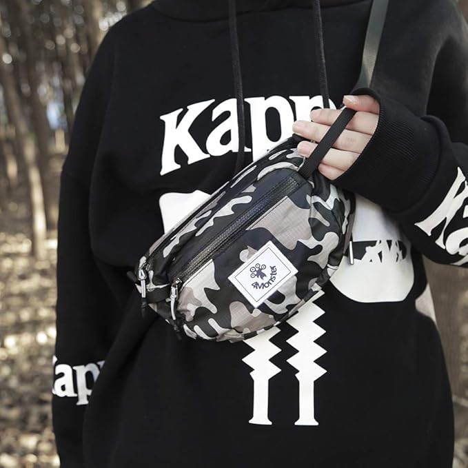 4Monster Hiking Waist Packs Portable,Water Resistant Fanny Bag with Adjustable Strap,Lightweight Crossbody Chest Bag Slim Bag