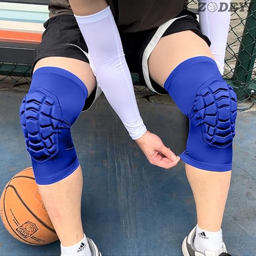 ZODEYI Wrestling Knee Pads Short Knee Sleeve, 2 Pcs Knee Compression Sleeve for Football, Basketball, Volleyball(Blue_M_2 Pcs)